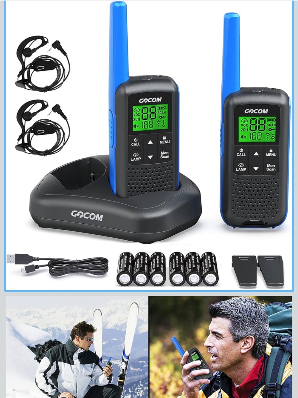 2-way Walkie Talkies long range rechargeable waterproof